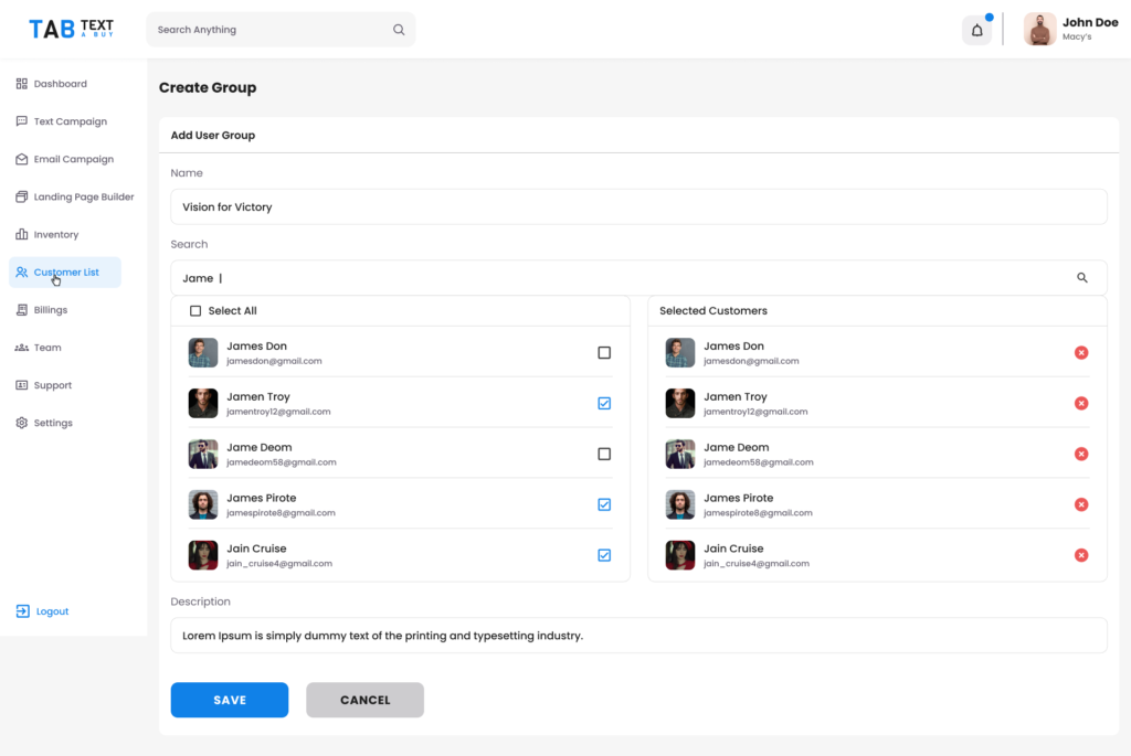 Customers List
